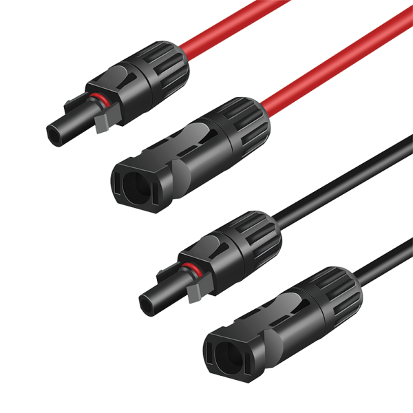 Solar extension cable set, MC4/M to MC4/F, 6 mm², CU, black & red, 1 m