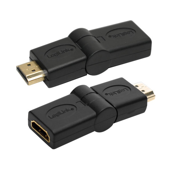 HDMI adapter, A/M to A/F, 180° kinkable, 4K/30 Hz, black