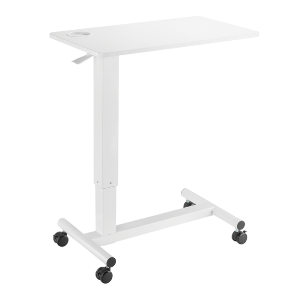 Hight adjustable overbed table, gas spring, white
