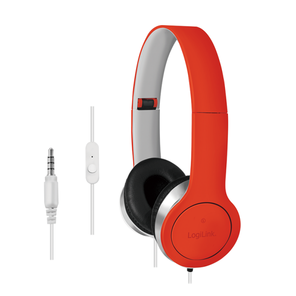 Headset Stereo, with Microphone, 1x 3.5mm, red