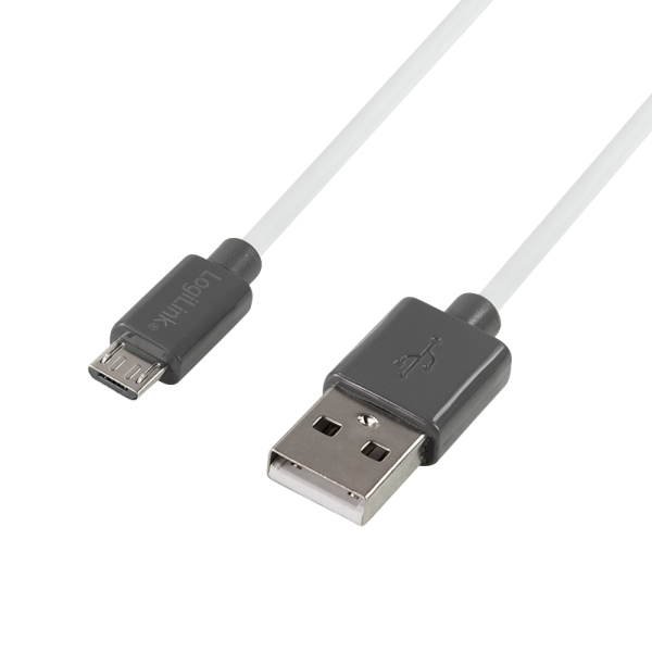 USB 2.0 cable, USB-A/M to Micro-USB/M, white/black, 1.8 m
