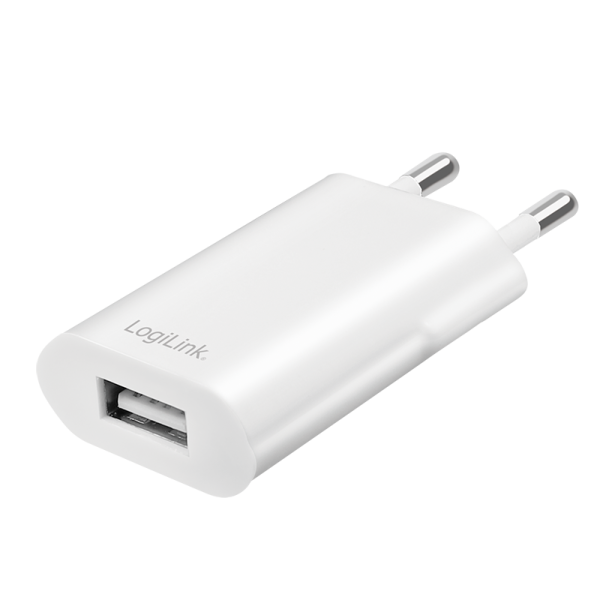 USB Wall Charger, 1port, 1x USB-AF, 5W, white