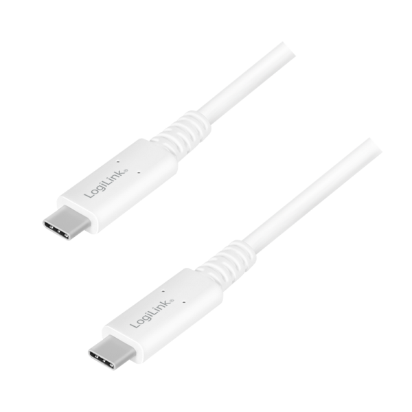 USB 4 Gen3 Type-C cable, C/M to USB-C/M, 40Gb, PD, AV, white, 0.8 m