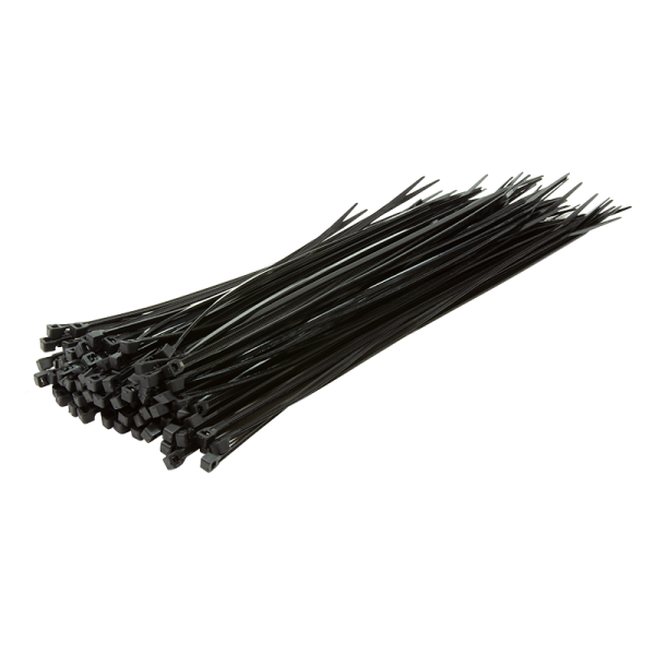 Cable tie, PA66, 100 pcs., black, W: 3.4 mm, L: 300 mm