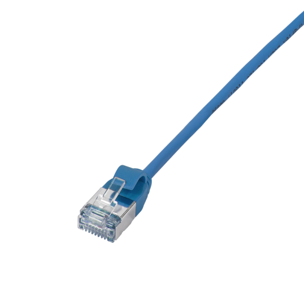 Patch cable Cat.6A TPE SlimLine blue 0,3m