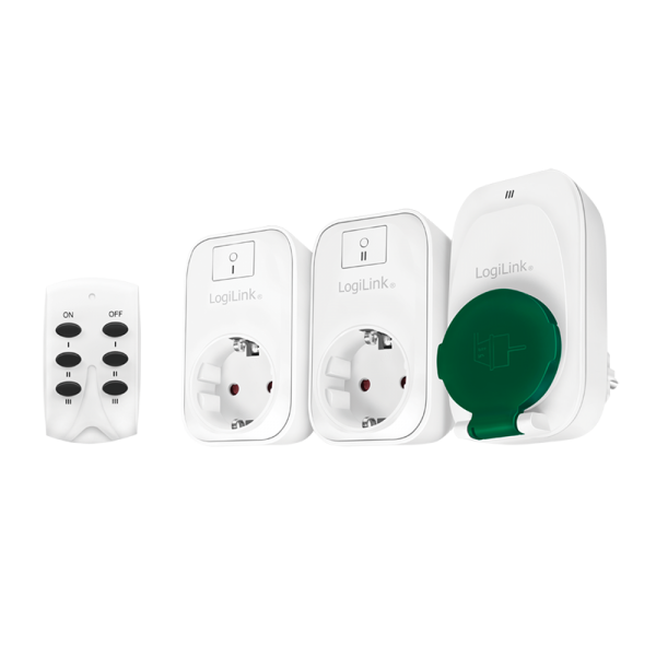 Remote control set, 2 sockets indoor, 1 socket outdoor, white