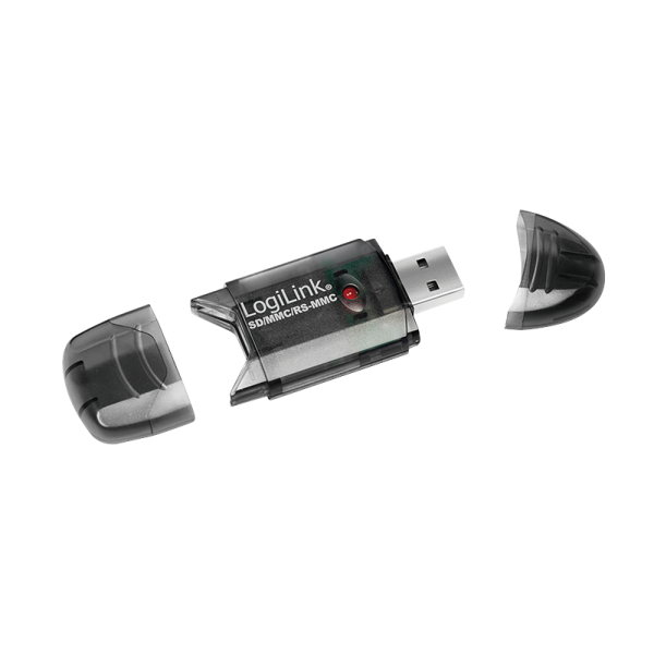 USB 2.0 Cardreader, for SD, / MMC, USB-AM, black