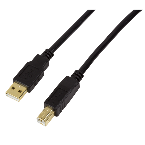 USB 2.0 cable, A/M to USB-B/M, amplifier, black, 10 m
