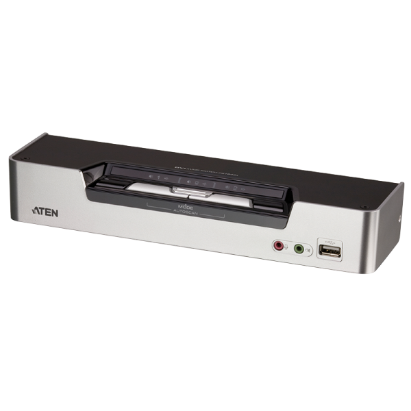 KVM Switch 2-Port USB DVI Dual-View KVM mit Audio & USB 2.0 Hub