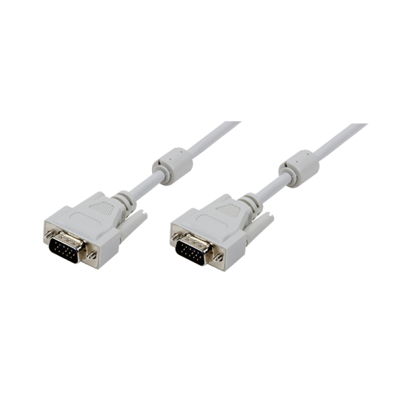 Kabel VGA 2x Stecker mit Ferritkern, grau, 10m
