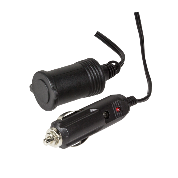 Power cord extension for cigarette lighter M/F, (12 V/60 W), black, 2 m