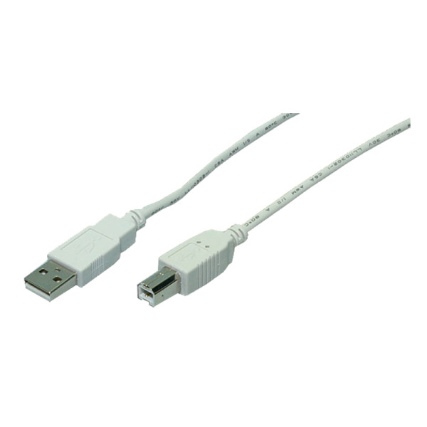 Kabel USB 2.0 Anschluss A->B 2x Stecker, grau, 5m