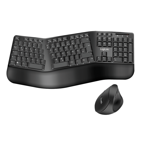 Keyboard 2.4G Combo set, ergonomic, 1600dpi, black