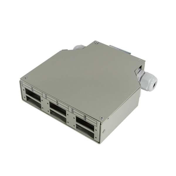 Fibre Optic DIN rail splice box for LC or SC couplers