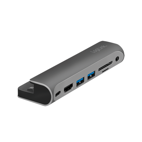 USB 3.2 Gen1 docking station, 7-port, PD, for iPad, aluminum