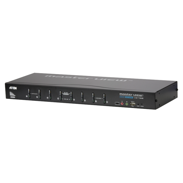 KVM Switch 8-Port, Schrankeinbau, USB DVI KVM mit Audio