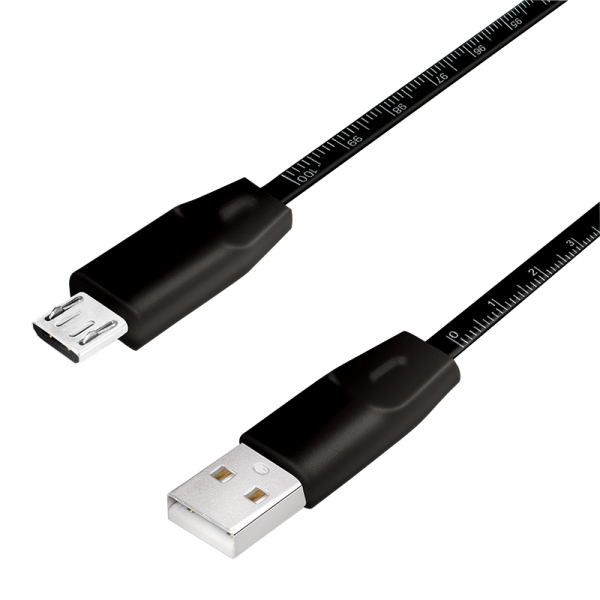 USB 2.0 Kabel mit Lineal, USB zu Micro-USB Stecker, 1m