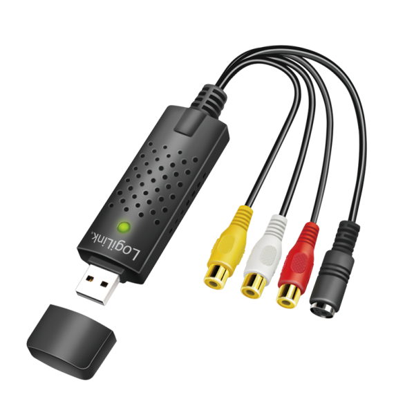 USB 2.0 A/V grabber, USB A/M zu 3xCinch + miniDIN5/F, black