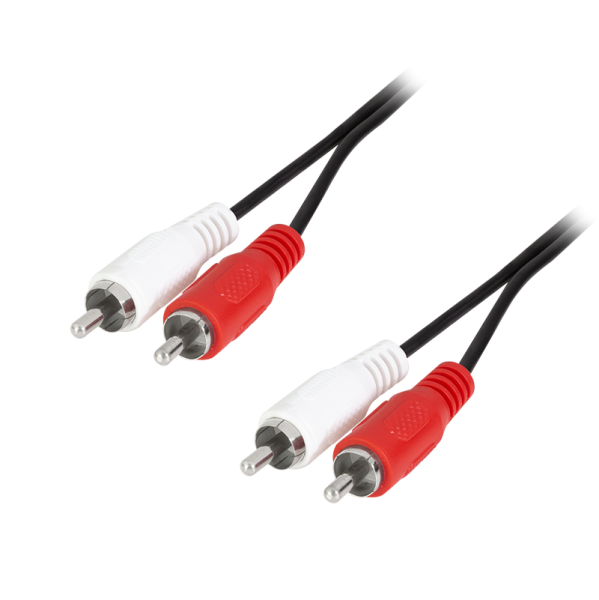 Audio cable, 2x RCA/M to 2x RCA/M, black, 5 m