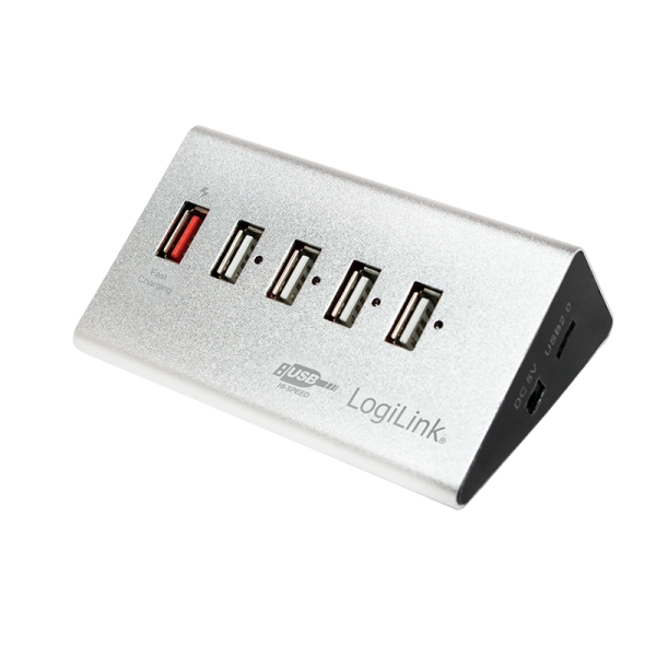 USB 2.0 High Speed Hub 4-Port + 1x Schnell-Ladeport