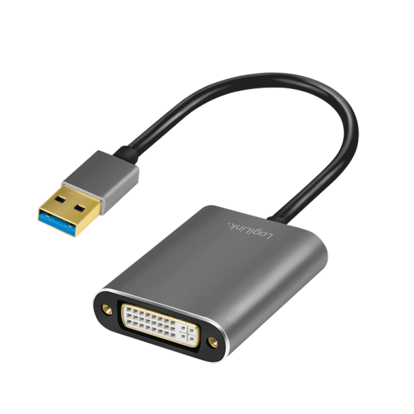 USB 3.0 adapter, USB-A/M to DVI/F, 1080p, black, 0.1 m