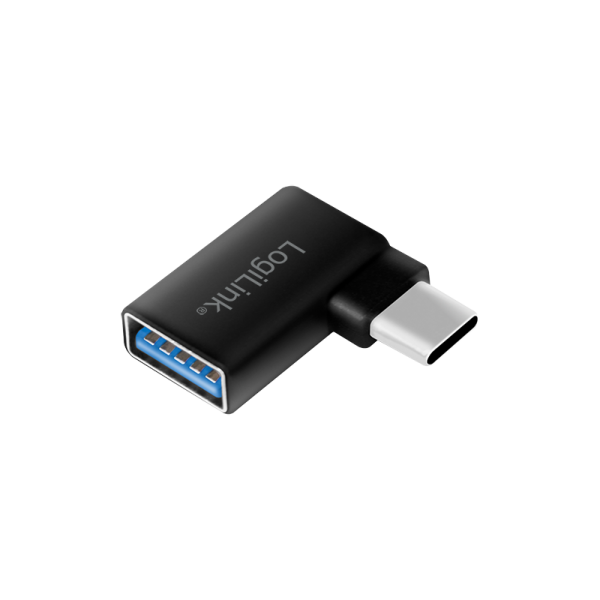 USB 3.2 Gen 1 Type-C adapter, C/M to USB-A/F, 90° angled, black
