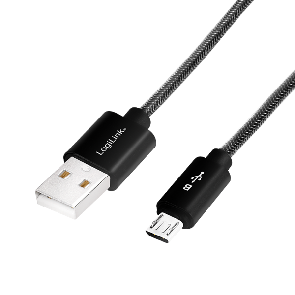 Sync & Ladekabel, USB zu Micro USB Stecker, 1m, schwarz