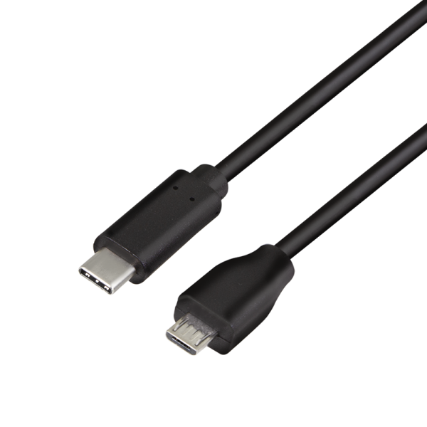 USB 2.0 Type-C cable, C/M to micro USB/M, black, 1 m