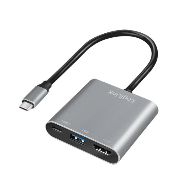 USB 3.2 Gen1 Type-C adapter, C/M to HDMI + 2xUSB, 4K, PD, alu, 0.15 m
