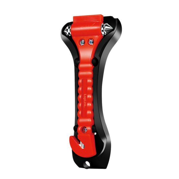 Car safety hammer with knife, red