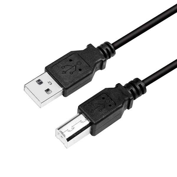 Kabel USB 2.0 Anschluss A->B 2x Stecker, schwarz, 5m