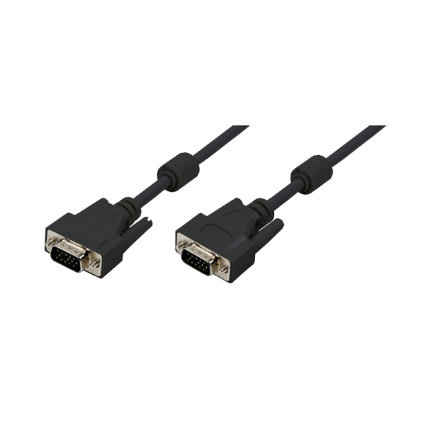 Kabel VGA 2x Stecker mit Ferritkern, schwarz, 10m