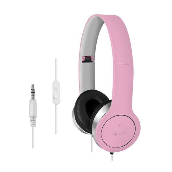 Headset Stereo, with Microphone, 1x 3.5mm, pink