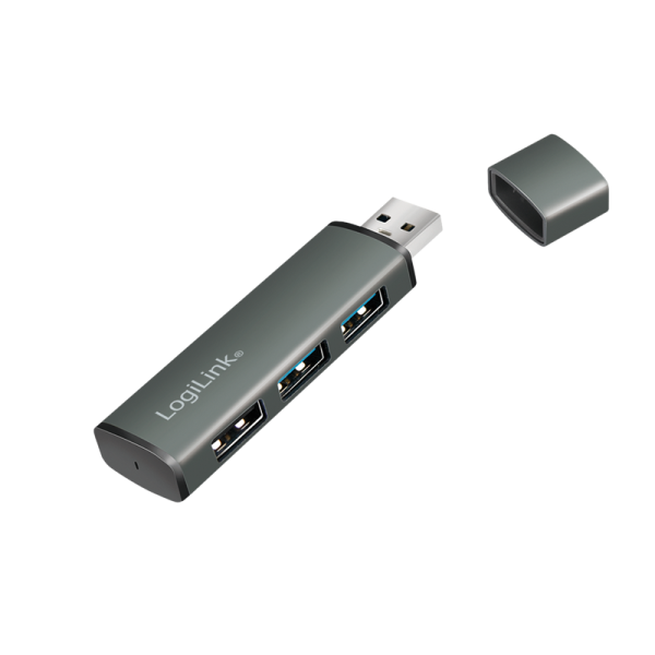 USB 3.2 Gen 2 Hub, 3-port, USB-A, aluminum, grey