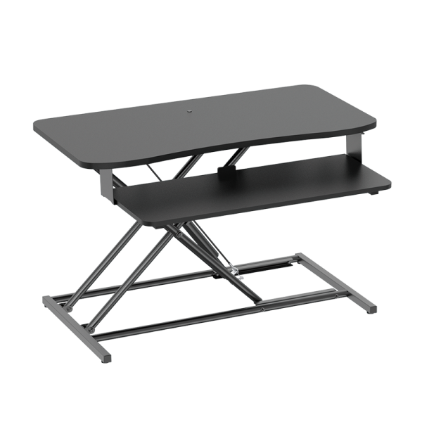 Sit-Stand desk converter, w/ keyboard tray, black
