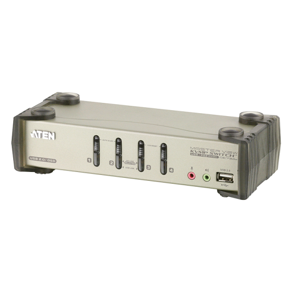 KVM Switch 4-Port USB - PS/2 VGA KVM mit Audio & USB 2.0 Hub
