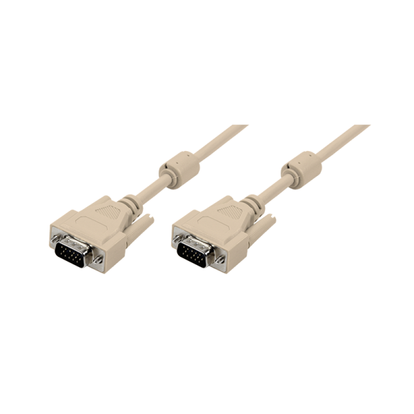VGA cable, HD15/M to HD15/M, 1080p, 2x ferrite, grey, 3 m