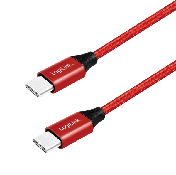 USB 2.0 Kabel, USB-C zu USB-C, rot, 0,3m