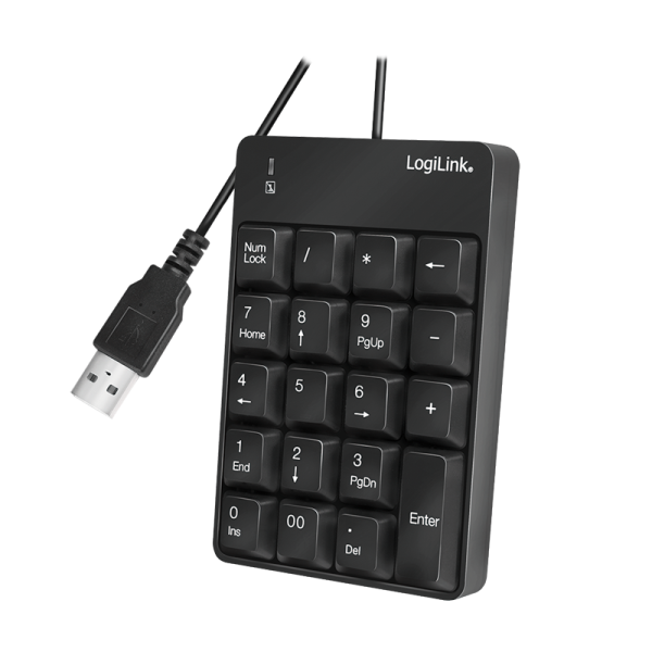 Keypad, USB wired, 19 Keys, black