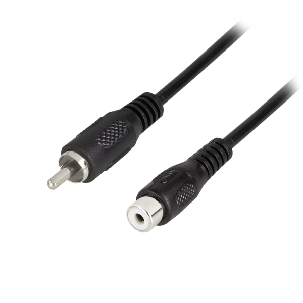 Audio cable, RCA/M to RCA/F, black, 10 m