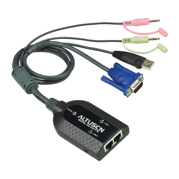 Adapter Kabel Dual USB - VGA auf Cat.5/6 KVM mit Audio & VMS