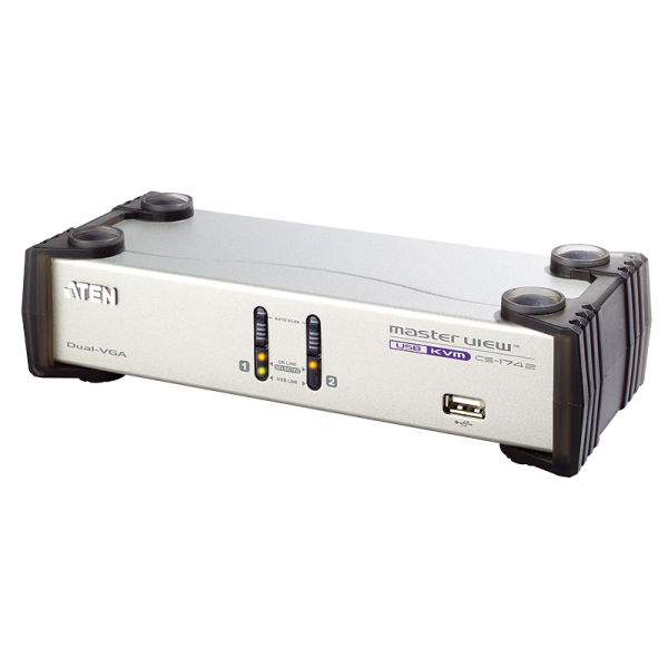 KVM Switch 2-Port USB Dual-View VGA KVM mit Audio & USB 2.0 Hub