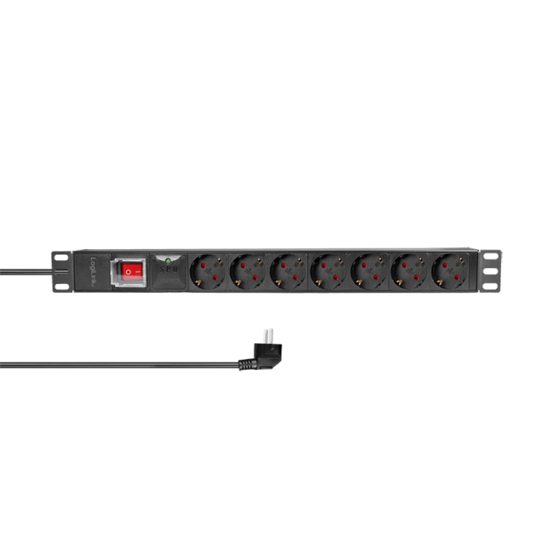 19" PDU 7 x CEE 7/3 socket, with surge protection and switch