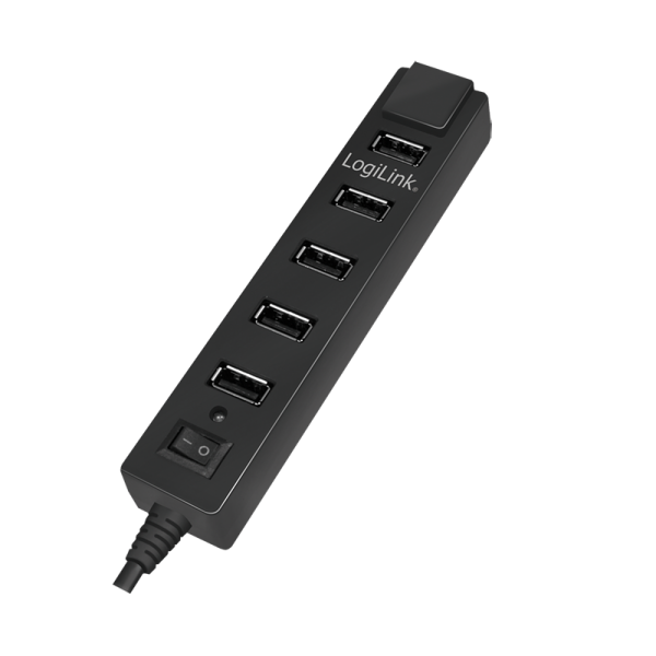 USB 2.0 Hub, 7-port, incl. 3,5A power, black