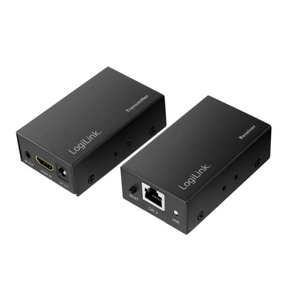 HDMI extender set over LAN, 60 m, 1080p/60 Hz, POC, IR