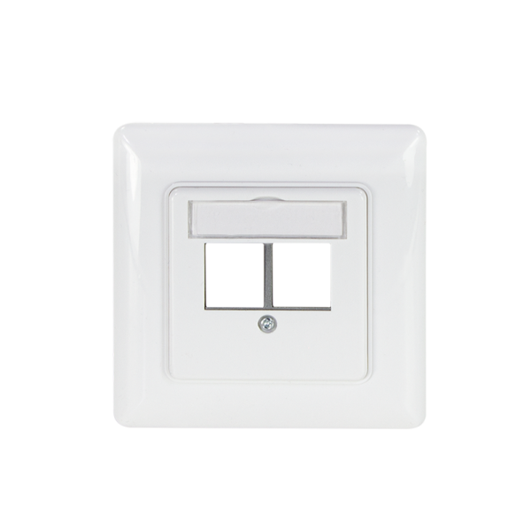 Keystone Face Plate 90° for 2 modules, straight outlet, signal white