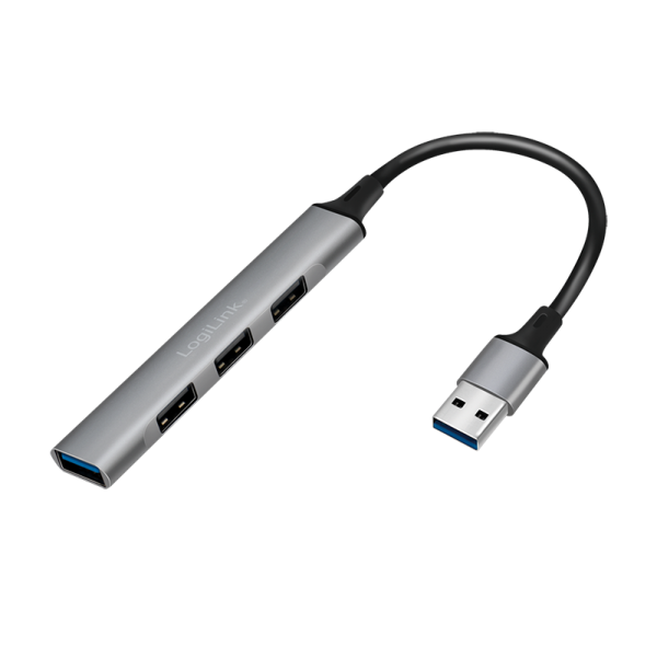 USB 3.0 Hub, 4-port, USB-A, ultra-slim, aluminum, grey