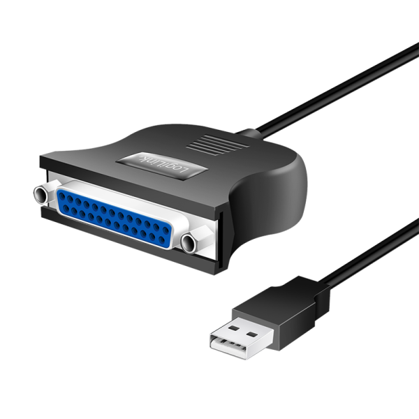 USB 1.1 cable, USB-A/M to DB25/M, bidirect, black, 1.8 m