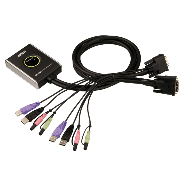 Kabel-KVM-Switch 2-Port USB DVI KVM mit Audio