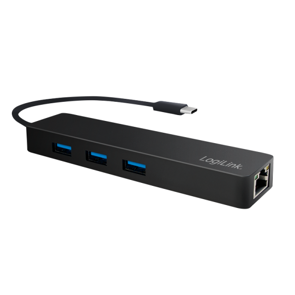 USB 3.2 Gen 1 Hub, 3-port, USB-C, with Gigabit Ethernet